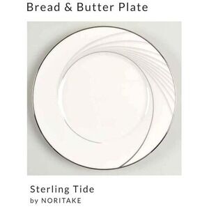 SEVEN Noritake Sterling Tide‎ 7740 Bread and Butter plates vintage white silver